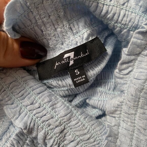 𝅺7 For All Mankind BNWT Sz Small Womens Blue Long Sleeve Top Mock Neck New - Picture 7 of 8